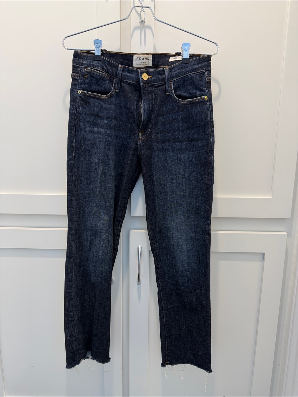 FRAME Le High Straight Jeans / Dark Wash / Size 27